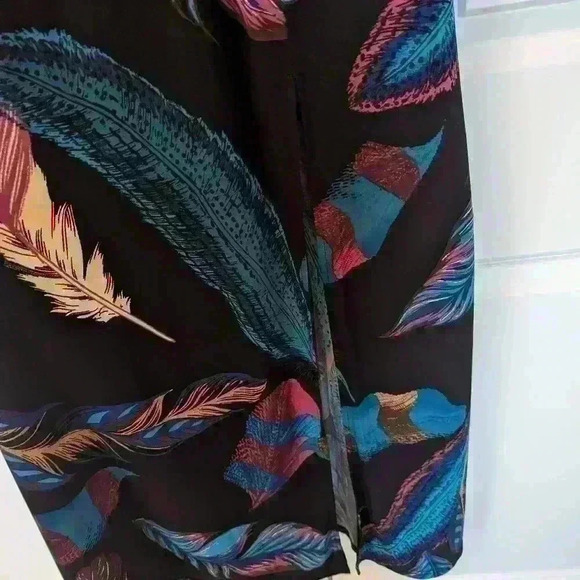 Leaf Print Express Crepe  Banded Empire Maxi Dress + size Xs - Picture 2 of 3